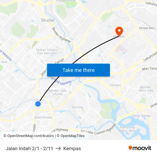 Jalan Indah 2/1 - 2/11 to Kempas map