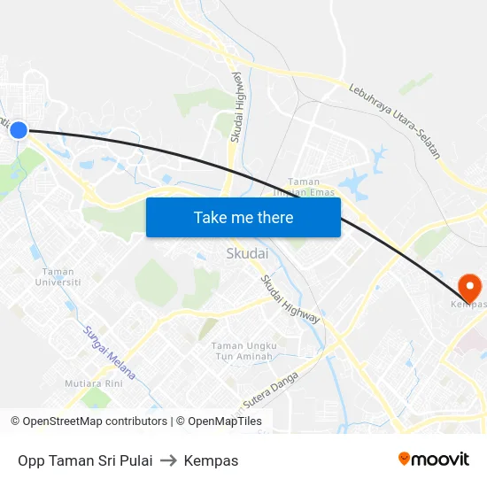 Opp Taman Sri Pulai to Kempas map