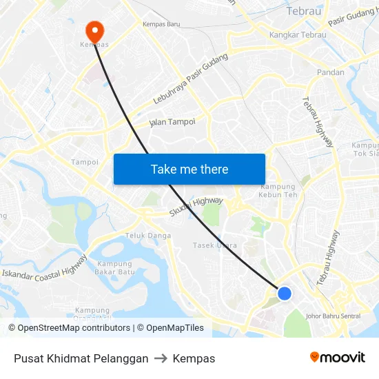 Pusat Khidmat Pelanggan to Kempas map
