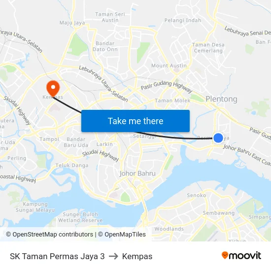 SK Taman Permas Jaya 3 to Kempas map