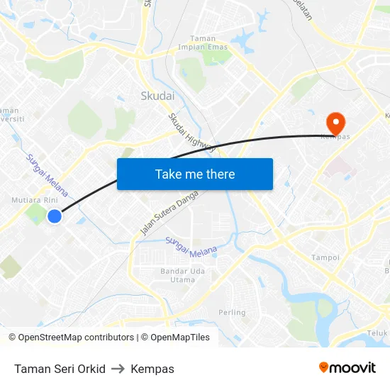 Taman Seri Orkid to Kempas map