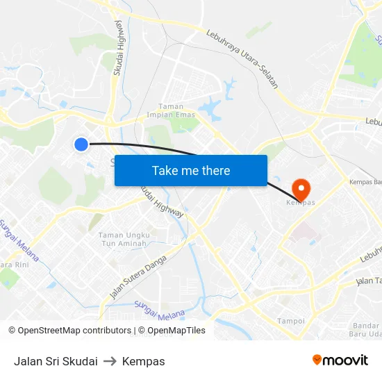 Jalan Sri Skudai to Kempas map