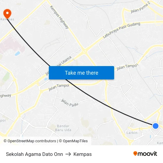 Sekolah Agama Dato Onn to Kempas map