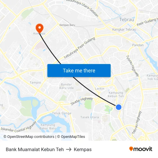 Bank Muamalat Kebun Teh to Kempas map