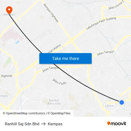 Ranhill Saj Sdn Bhd to Kempas map