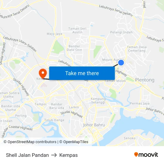 Shell Jalan Pandan to Kempas map