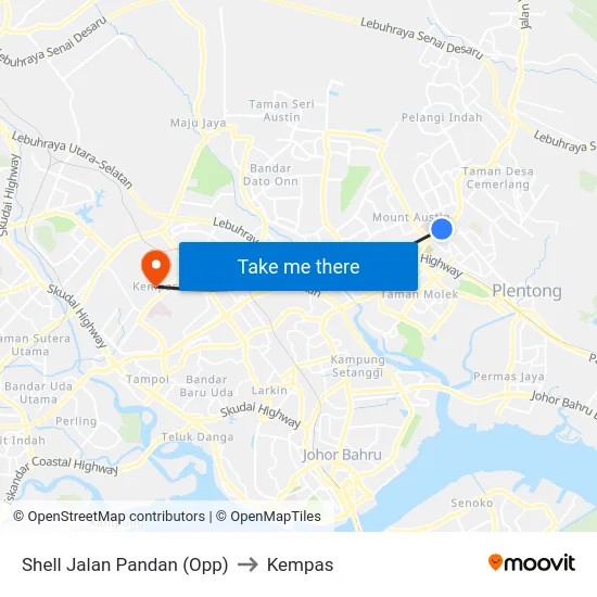 Shell Jalan Pandan (Opp) to Kempas map