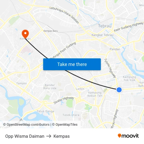 Opp Wisma Daiman to Kempas map