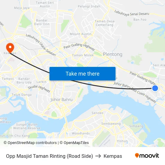 Opp Masjid Taman Rinting (Road Side) to Kempas map