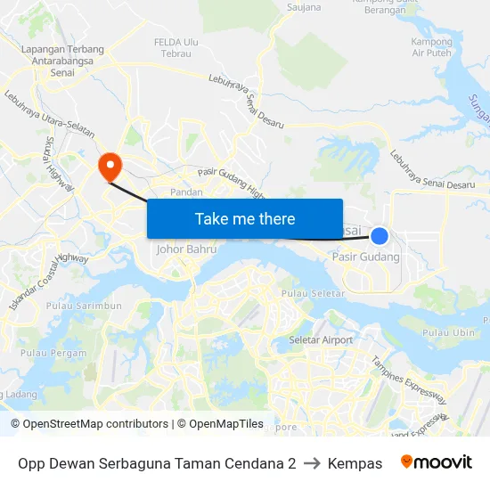 Opp Dewan Serbaguna Taman Cendana 2 to Kempas map