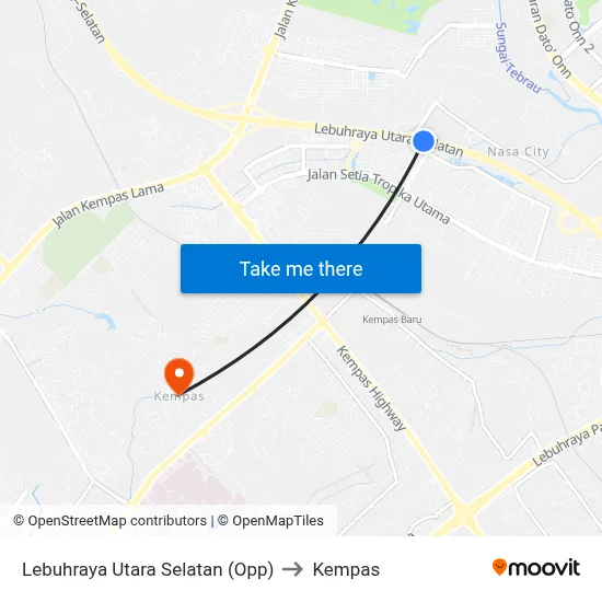 Lebuhraya Utara Selatan (Opp) to Kempas map