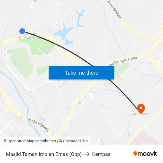 Masjid Taman Impian Emas (Opp) to Kempas map