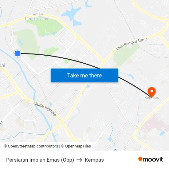 Persiaran Impian Emas (Opp) to Kempas map
