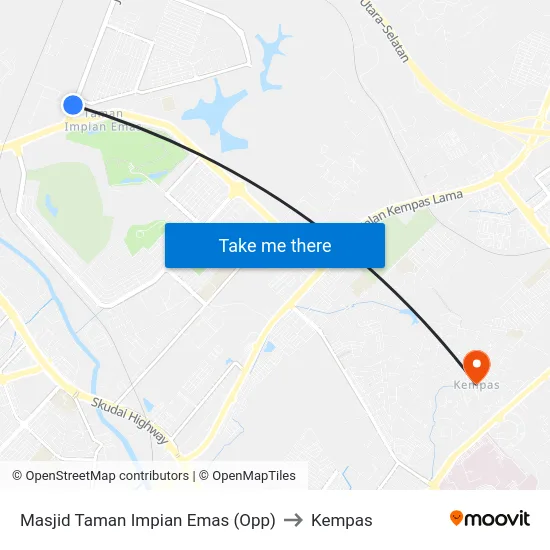 Masjid Taman Impian Emas (Opp) to Kempas map