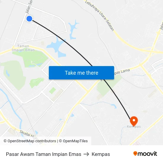 Pasar Awam Taman Impian Emas to Kempas map