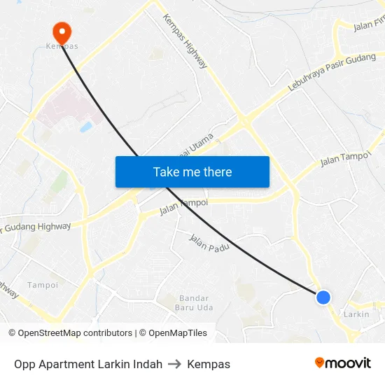 Opp Apartment Larkin Indah to Kempas map