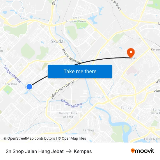 2n Shop Jalan Hang Jebat to Kempas map