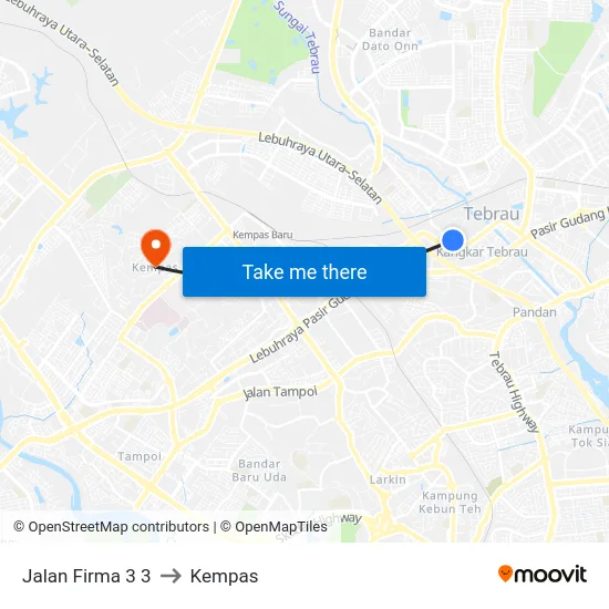Jalan Firma 3 3 to Kempas map