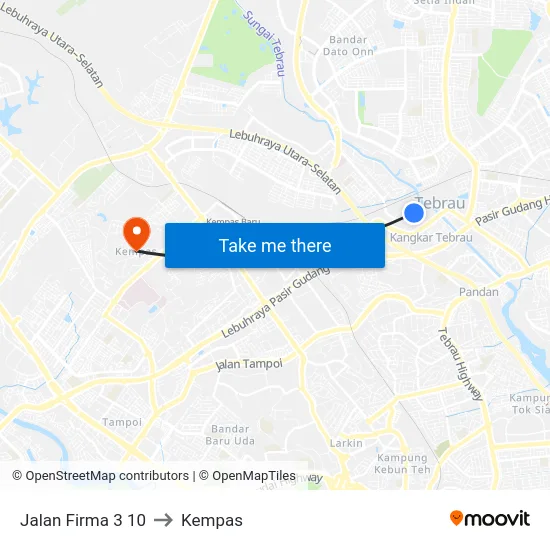 Jalan Firma 3 10 to Kempas map
