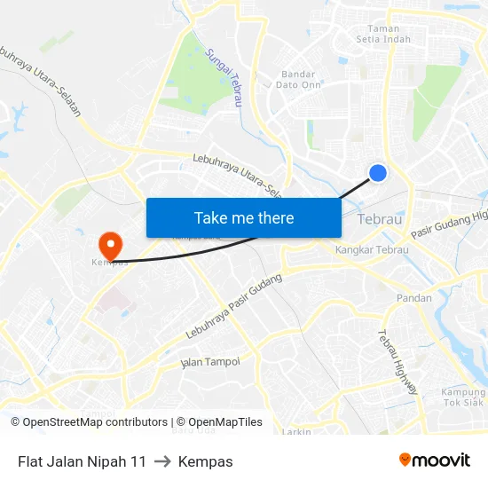 Flat Jalan Nipah 11 to Kempas map