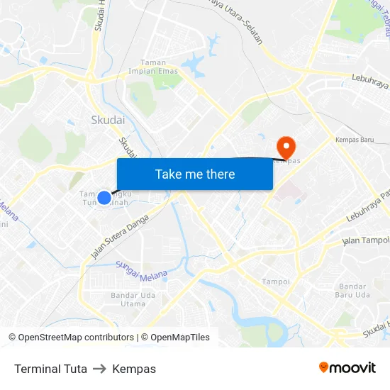 Terminal Tuta to Kempas map