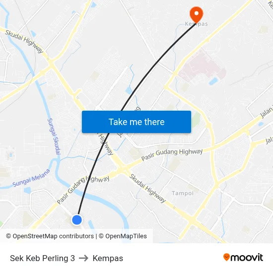 Sek Keb Perling 3 to Kempas map
