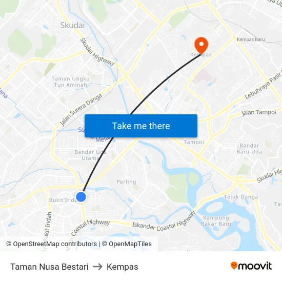 Taman Nusa Bestari to Kempas map