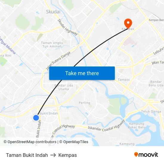 Taman Bukit Indah to Kempas map
