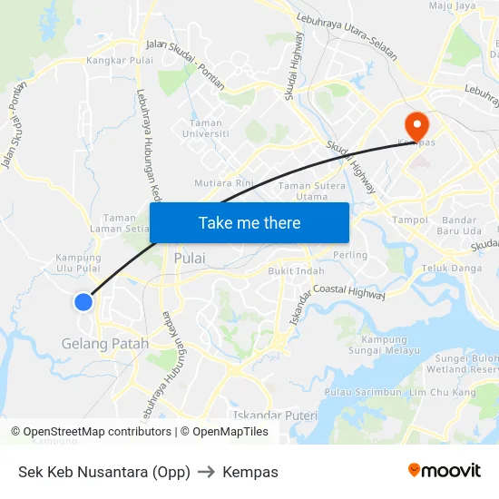 Sek Keb Nusantara (Opp) to Kempas map