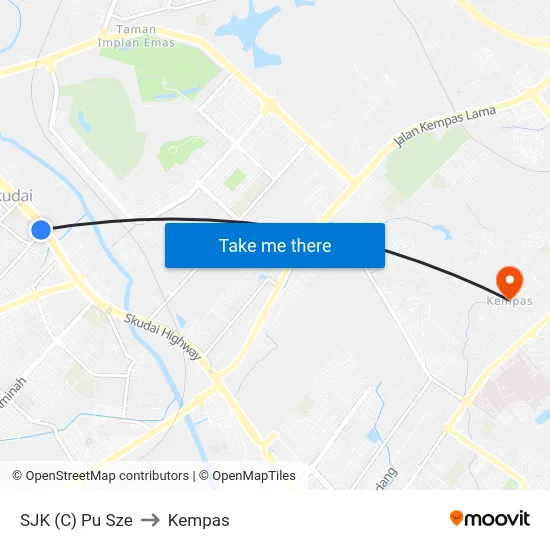 SJK (C) Pu Sze to Kempas map