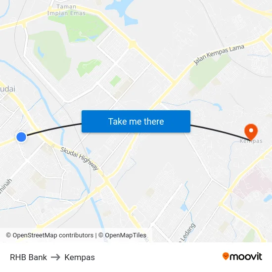 RHB Bank to Kempas map