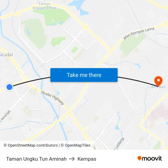 Taman Ungku Tun Aminah to Kempas map