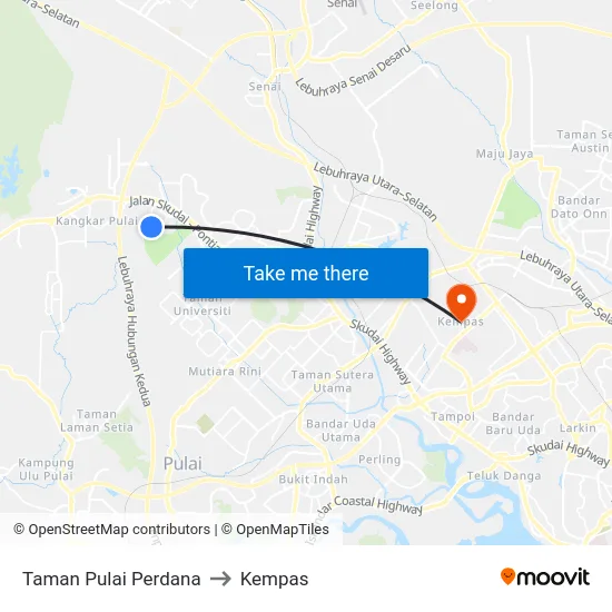 Taman Pulai Perdana to Kempas map