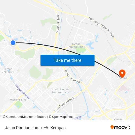 Jalan Pontian Lama to Kempas map