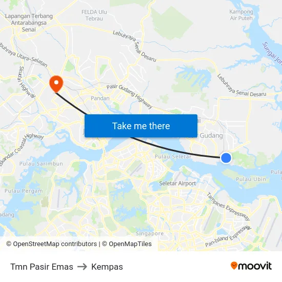 Tmn Pasir Emas to Kempas map