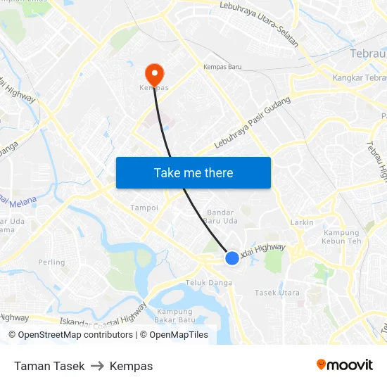 Taman Tasek to Kempas map