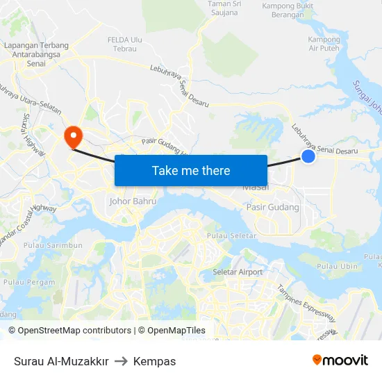 Surau Al-Muzakkır to Kempas map