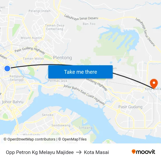 Opp Petron Kg Melayu Majidee to Kota Masai map