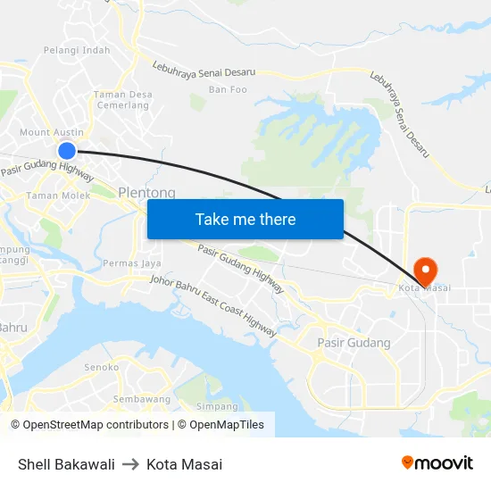 Shell Bakawali to Kota Masai map