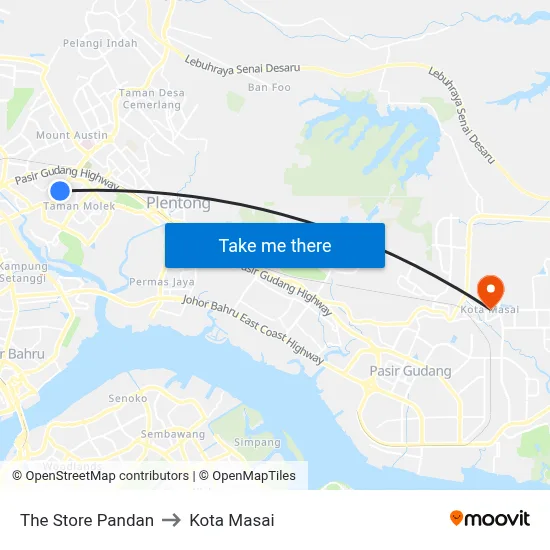 The Store Pandan to Kota Masai map