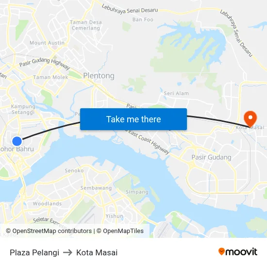 Plaza Pelangi to Kota Masai map