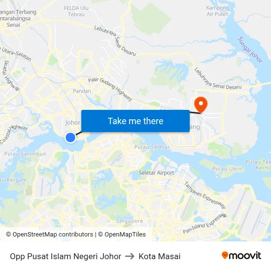 Opp Pusat Islam Negeri Johor to Kota Masai map
