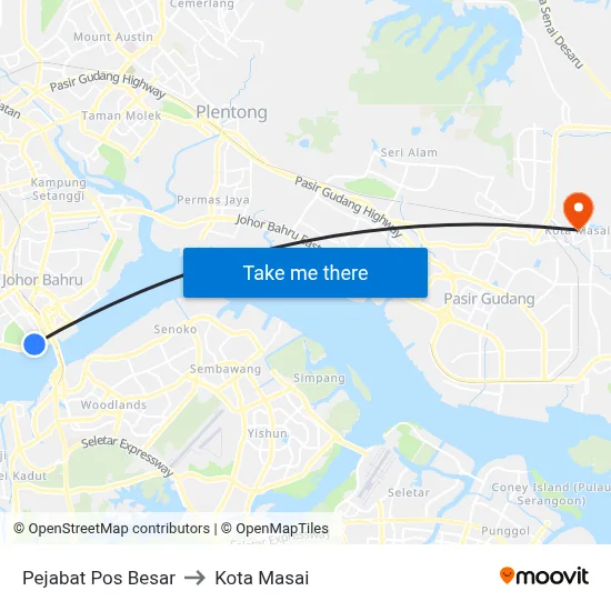 Pejabat Pos Besar to Kota Masai map