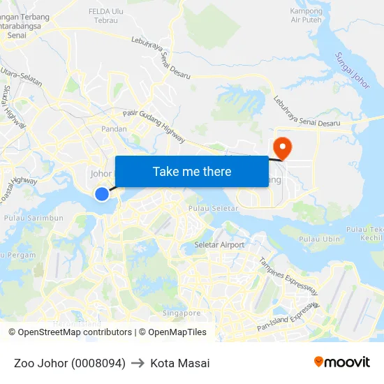 Zoo Johor (0008094) to Kota Masai map