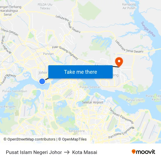 Pusat Islam Negeri Johor to Kota Masai map