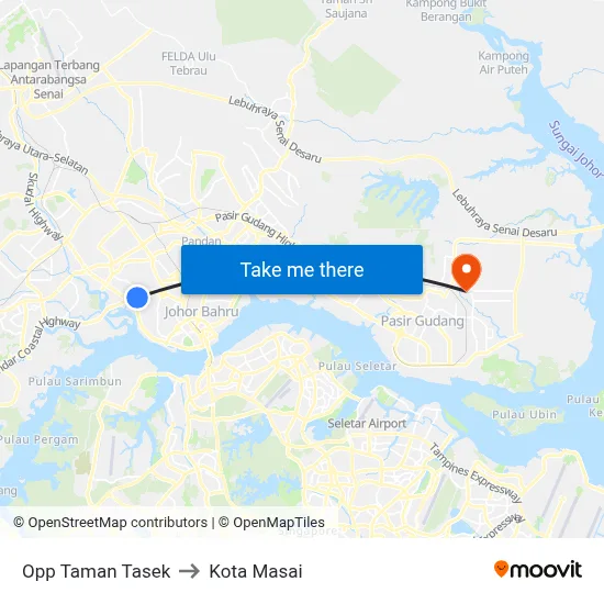 Opp Taman Tasek to Kota Masai map