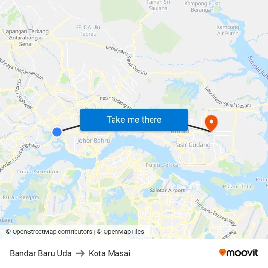 Bandar Baru Uda to Kota Masai map
