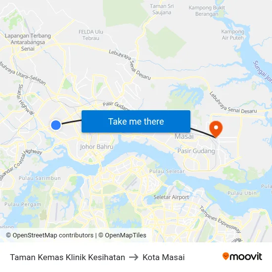 Taman Kemas Klinik Kesihatan to Kota Masai map