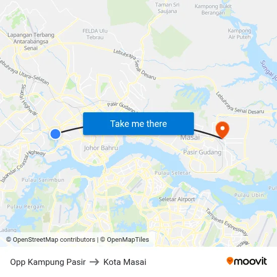 Opp Kampung Pasir to Kota Masai map