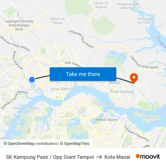 SK Kampung Pasir / Opp Giant Tampoi to Kota Masai map